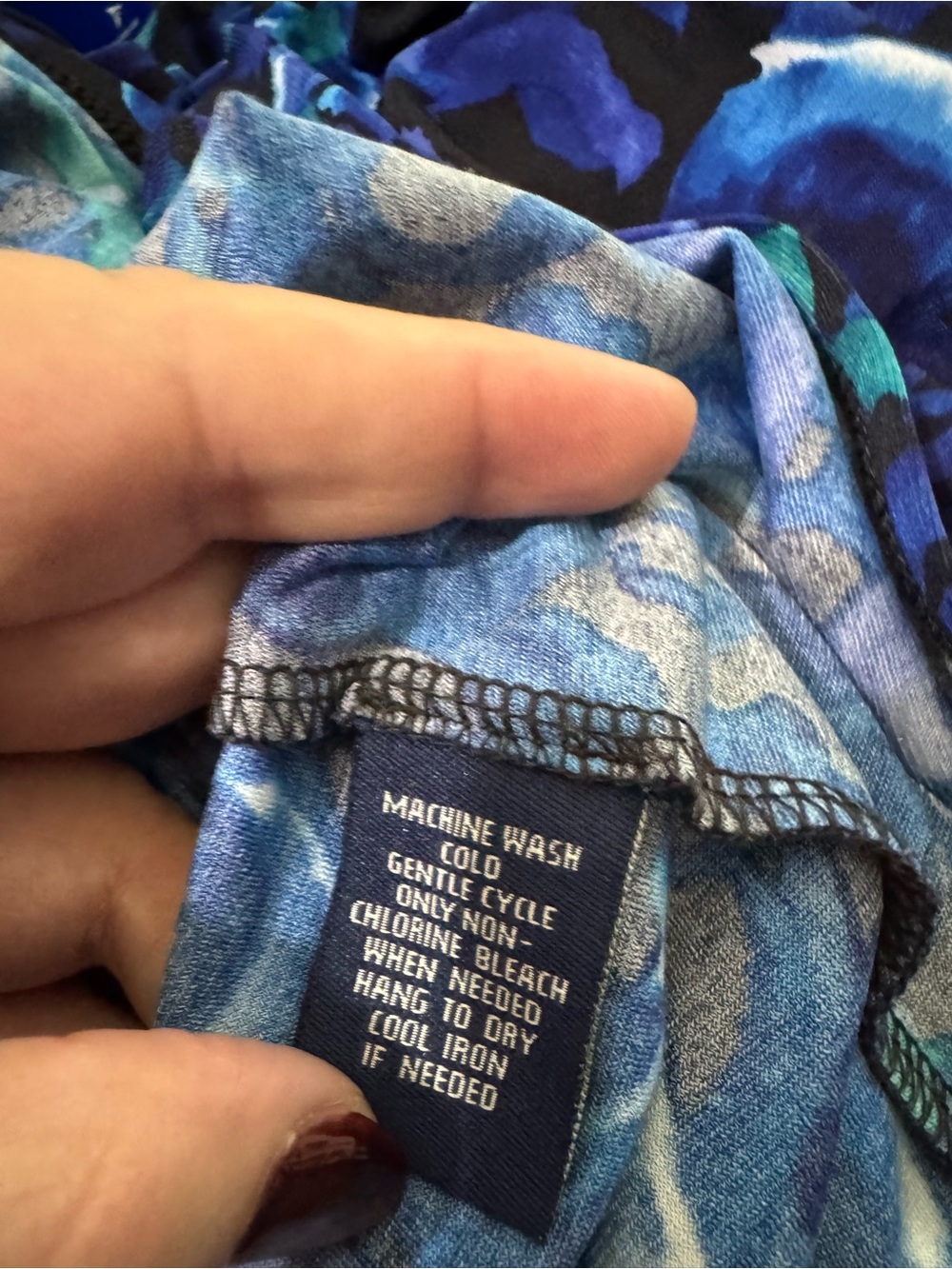 Chaps Blue Patterned V-Neck Midi Dress - Picture 5 of 5